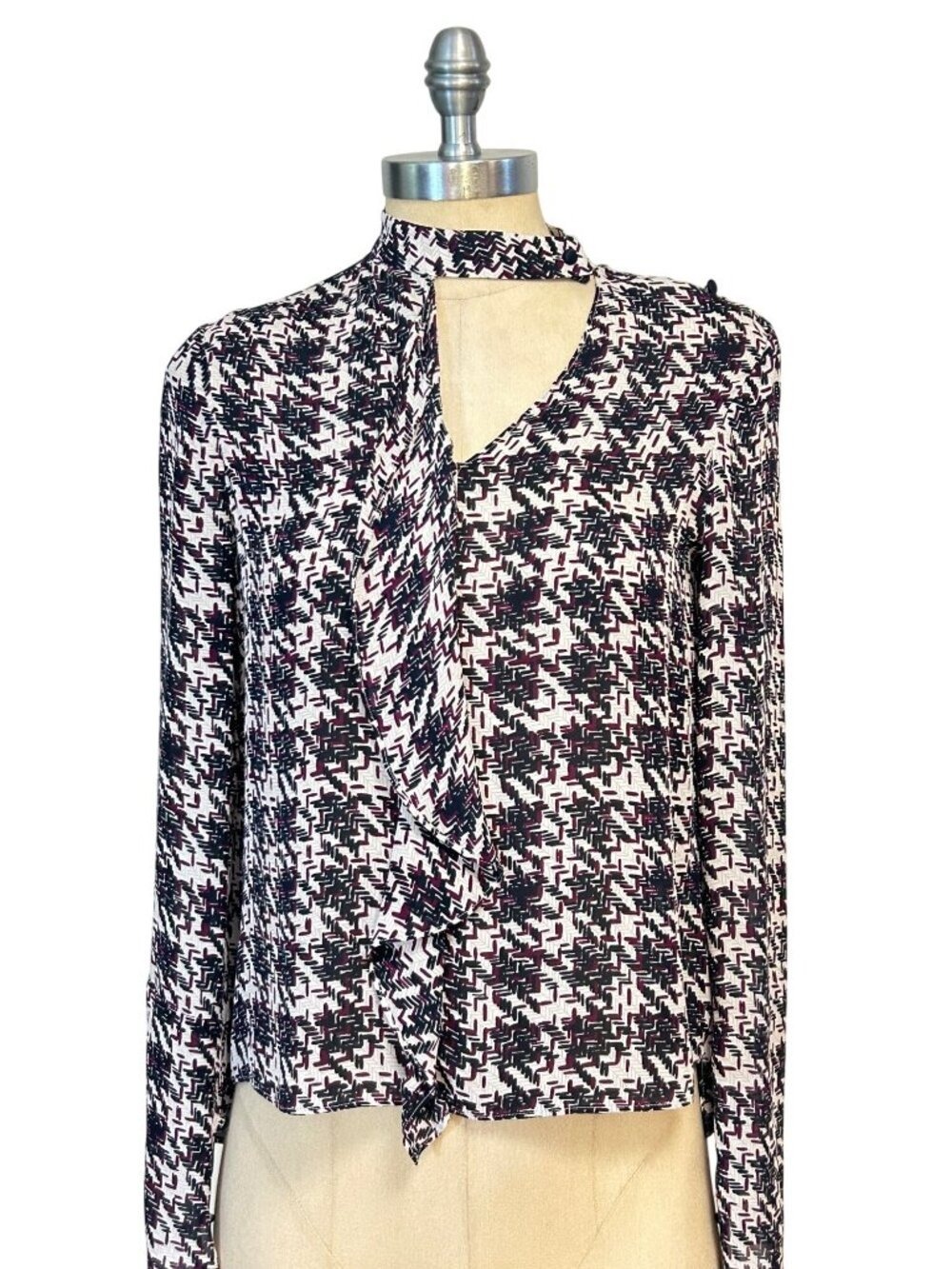 Derek Lam 10 Crosby Womens Silk Long Sleeve Printed Blouse size 2